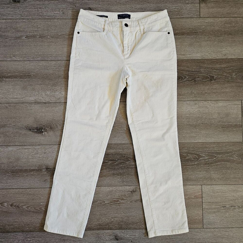 TALBOTS High Waist Straight Leg Bone Corduroy Pants Size 6P Simply Flattering